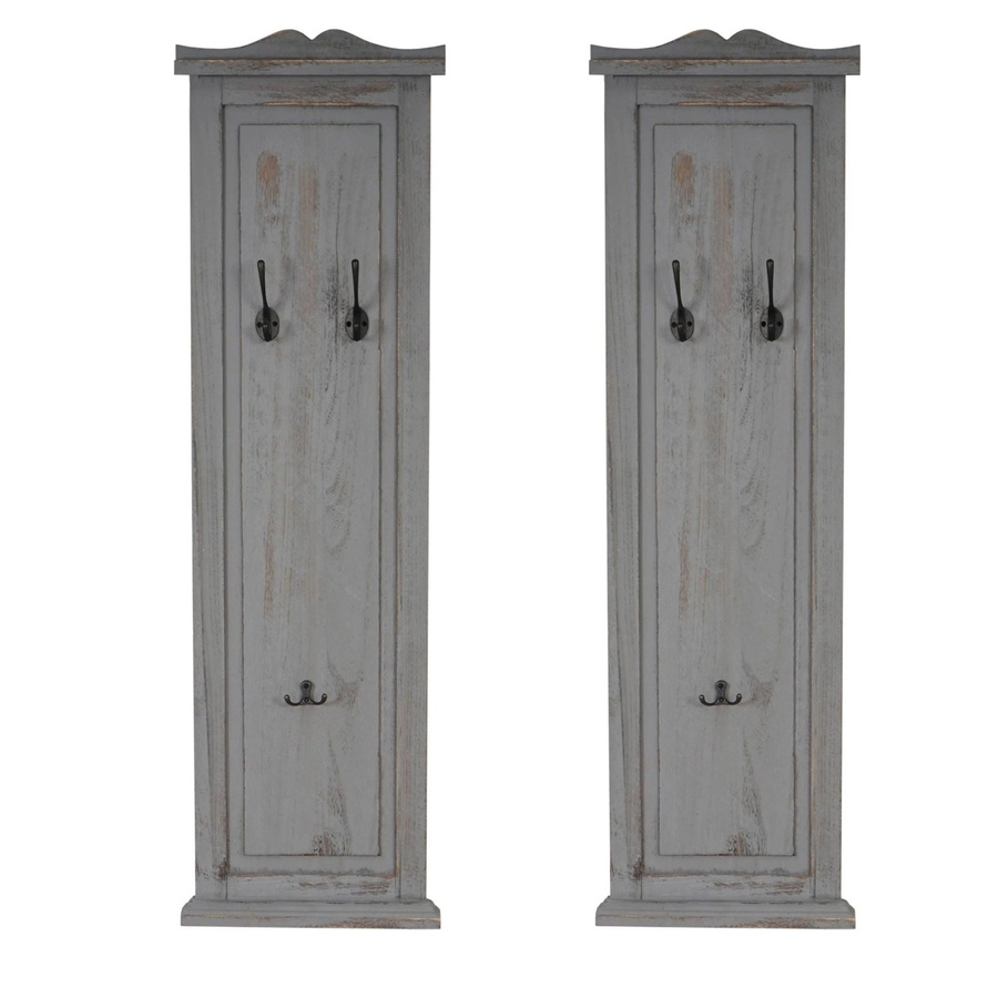 MCW 2er-Set Wandgarderobe aus Paulowniaholz in Grau Shabby, B/H/T: 109 x 33 x 28 cm - Bild 3