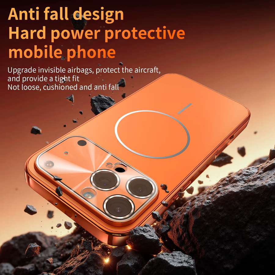 Instant Change 17 MagSafe Handyhülle für iPhone 17 Air 16 15 14 Plus 13 12 Pro Max Magnetische kabellose Lade-Stoßstangenabdeckung in Orange - Bild 4