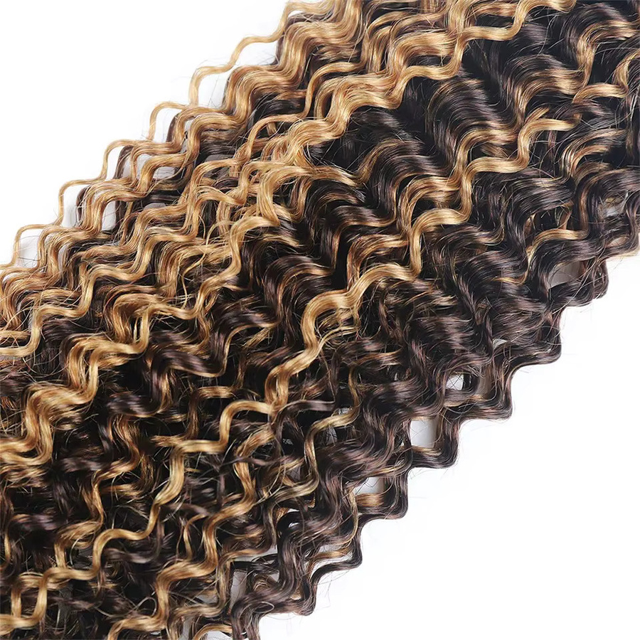 Highlight Jerry Curly Echthaar-Weave-Bündel, Kinky Curly, Honigblonde, Brasilianisches Rohhaar, Unisex - Bild 4