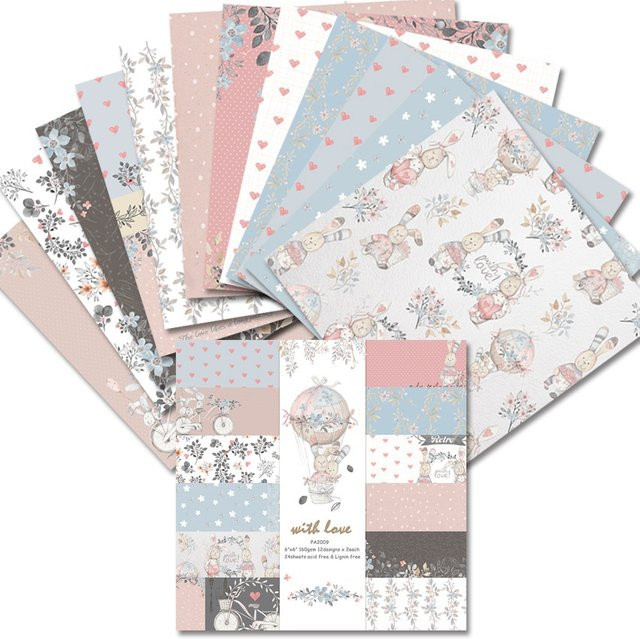 24 Blatt Cartoon Kaninchen Bastelpapier Set in Mehrfarbig für Origami, Scrapbooking und Bastelarbeiten - Bild 1