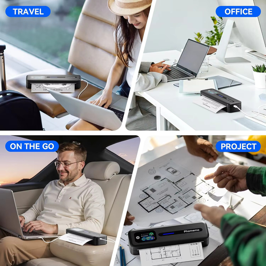 Phomemo M832D Tragbarer Thermodrucker mit Touchscreen, Tintenlos, unterstützt A4 und US Letter, kompatibel mit iOS, Android und PC, Schwarz - Bild 6