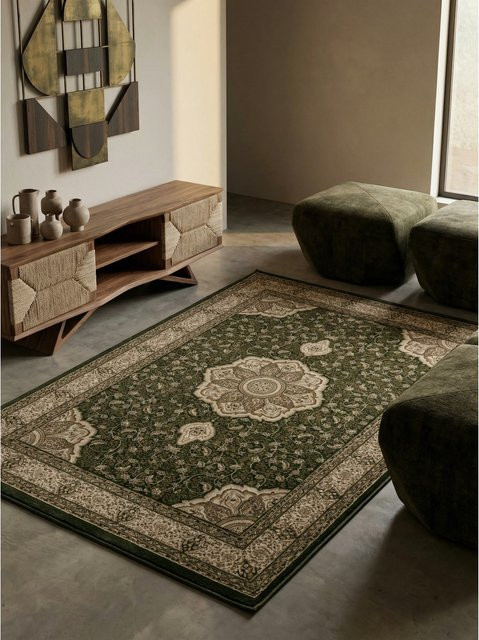 Orientalischer Kurzflorteppich Kadima Design in Grün, B: 160 cm, T: 230 cm - Bild 1