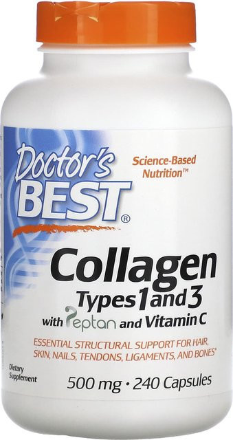 Doctor's Best Kollagen Typ 1 und 3, Peptane und Vitamin C, 240 Kapseln - Bild 1