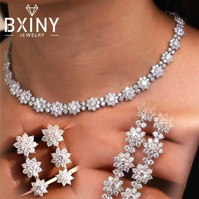 BXINY Schmuckset Halskette & Armband, 925 Silber, Diamant, Damen - Bild 1