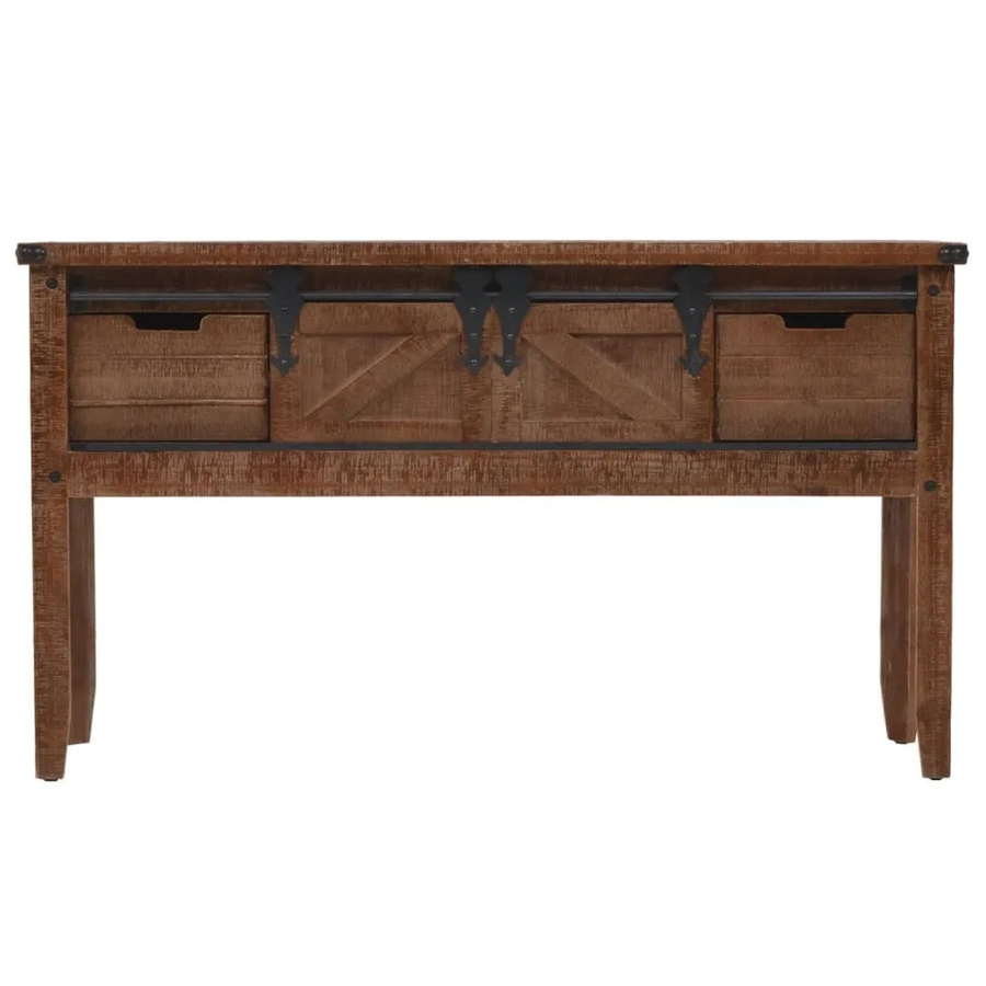 vidaXL Konsolentisch aus Tannenholz Massiv in Braun, B/T/H: 131 x 35,5 x 75 cm - Bild 2