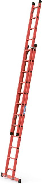 Zarges Everest EFA 2E Vollkunststoff-Schiebeleiter in Rot mit 2x12 Sprossen und Gummifüßen - Bild 1
