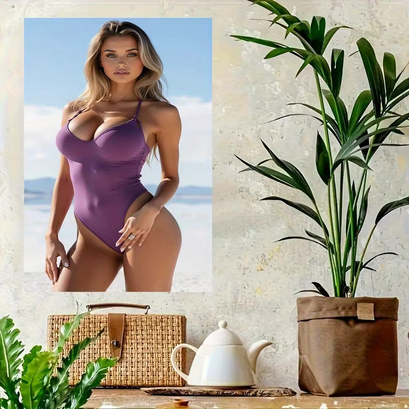 CIFBUY Strand-Leinwand-Wandkunst mit lila Badeanzug Fotografie-Druck, Breite: 30,5 cm, Höhe: 45,7 cm - Bild 3