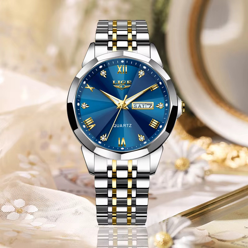 Lige Armbanduhr, Quarz, Edelstahl, Blau, Damen - Bild 3