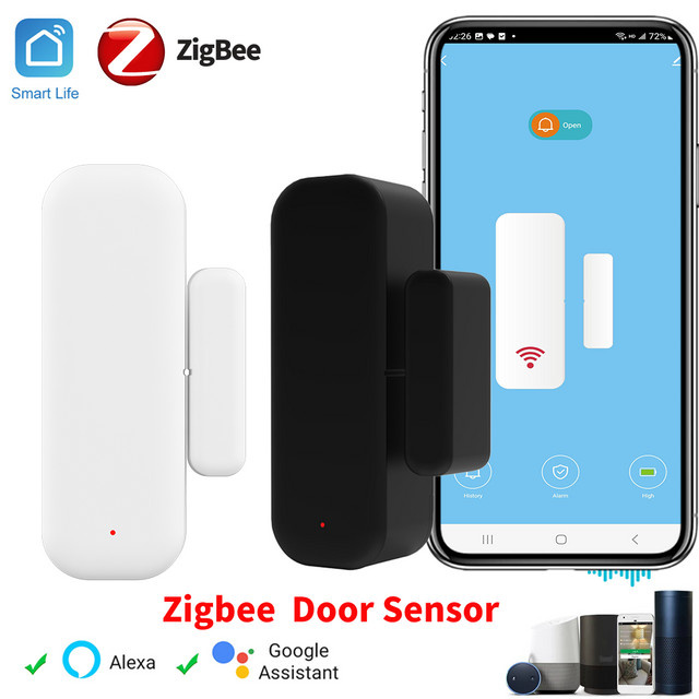 Tuya Zigbee 3.0 Türsensor und Fenstersensor in Schwarz mit APP-Fernsteuerung kompatibel mit SmartLife Alexa und Zigbee2MQTT - Bild 1