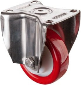 BS Schwerlastrollen aus Edelstahl mit Polyurethan-Rollen in Silber und Rot (HS110.B71.126) - Bild 1