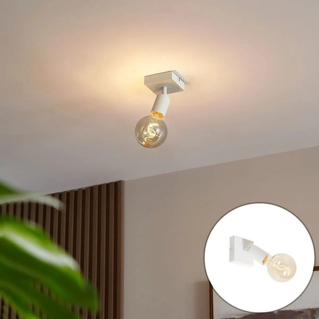 QAZQA Modernes Spot Facil Weiß Quadratisch Dimmbar Deckenlampe aus Metall mit E27 Fassung - Bild 1