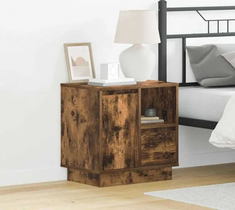 vidaXL Nachttisch aus Holzwerkstoff in Räuchereiche Braun, Modernes Design, B/T/H: 50 x 34,5 x 50 cm - Bild 1