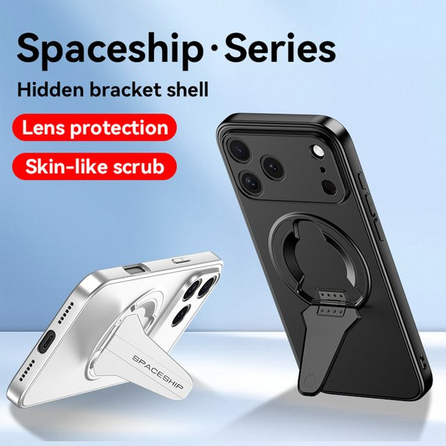 AKABEILA MagSafe Handyhülle mit magnetischem Klappständer für iPhone 13 14 15 16 17 Pro Max, kabelloses Laden und stoßfeste Abdeckung, Schwarz - Bild 1