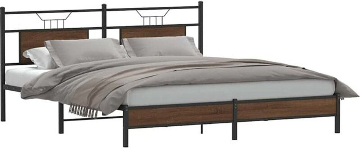 Vidaxl Bettgestell aus Holzwerkstoff und Stahl in Braun, Industrial Metallbett, B/T/H: 160 x 200 cm - Bild 1
