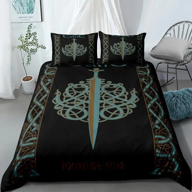 Lodestar Wikinger Bettwäsche Set mit Yggdrasil und Fenrir Design, Schwarz, B/H: 240 x 210 cm - Bild 1