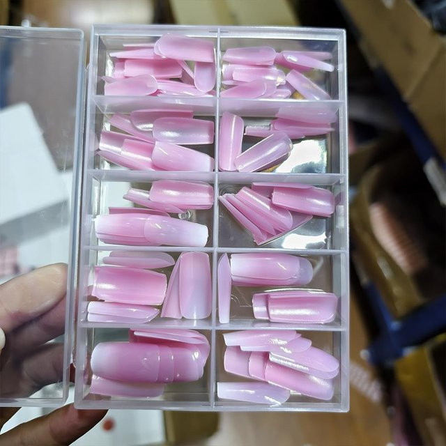 MAFANAILS Press-On-Nägel, rosa-weiß, glänzend, 120 Stück, Damen - Bild 1