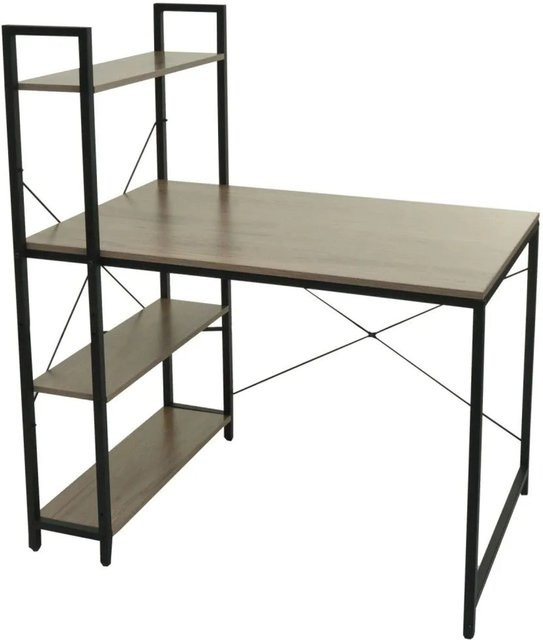 MCW Schreibtisch mit Regal K81 in Grau-Braun aus Metall und MDF, B: 100 cm, T: 60 cm, H: 120 cm - Bild 2