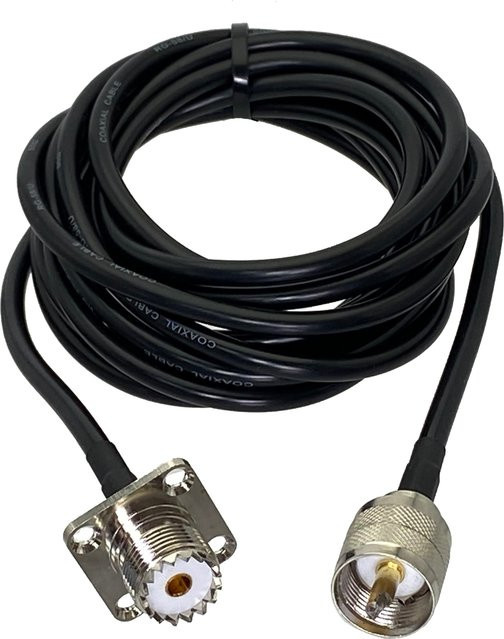RG58 UHF Koaxialkabel Jumper mit PL259 Stecker und SO239 Buchse Flansch, Farbe: Silber - Bild 1
