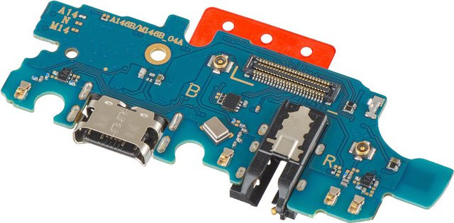 Samsung Galaxy A14 5G A146 Ladeanschluss Audio und Mikrofon Platine Blau mit 3,5 mm Klinkenanschluss - Bild 1