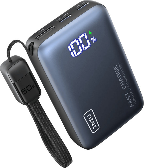 INIU Pocket Pro Powerbank 10.000 mAh mit USB-C und Lightning in Blau - Bild 1