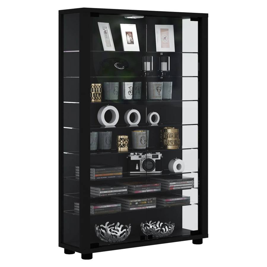 VCM Standvitrine Lumo Mini in Schwarz mit LED-Beleuchtung und Glastüren, B/H: 59 x 90 cm - Bild 2