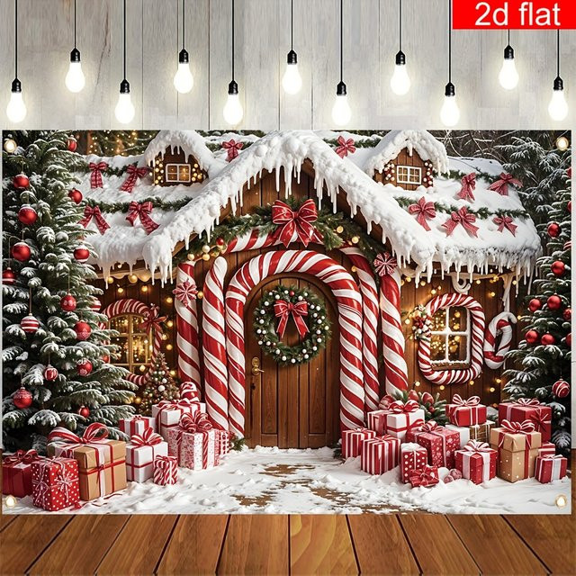 VIKAMA Wandteppich Lebkuchenhaus Weihnachten zur Dekoration für Wohnzimmer und Kinderzimmer - Bild 1