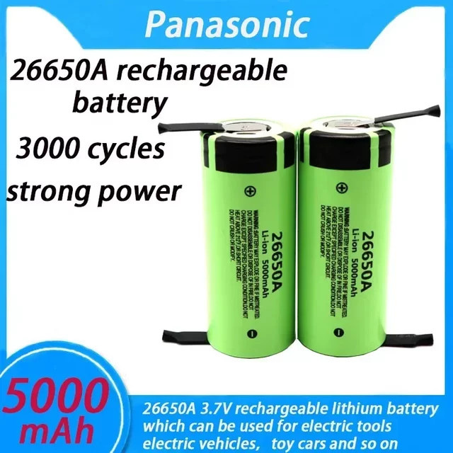 Panasonic 26650A Lithium-Ionen-Akku mit 5000 mAh und 3,7 V in Grün - Bild 1