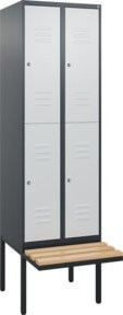 C+P Doppelstock-Spind Classic PLUS Sitzbank mit 2 Abteilen, Buche-Hartholz und Zylinderschloss, B/T/H: 212 x 60 x 81,5 cm - Bild 1