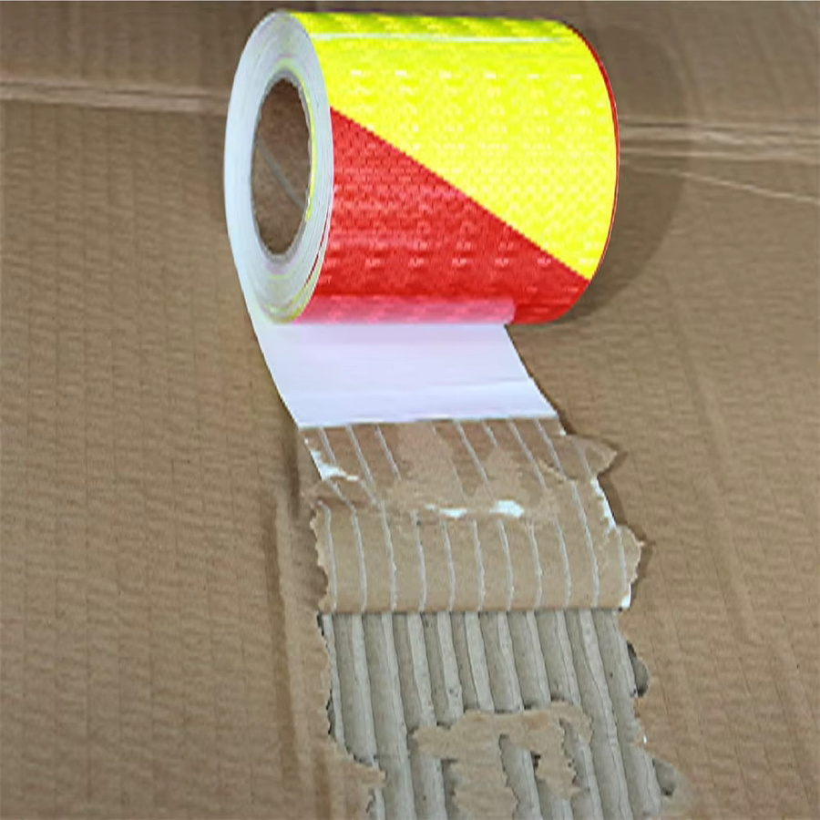 Reflektierendes Warnband Satop Cinta in Fluoreszierendem Gelb und Rot, Streifenmuster, Wasserdichtes Twill-Material, Breite: 10 cm, Länge: 5 m - Bild 4