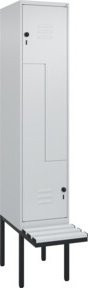 C+P Z-Spind Classic PLUS Sitzbank mit 2 Fächern und Sicherheits-Drehriegel, Kunststoff-Sitzfläche, B/T/H: 212 x 40 x 81,5 cm, grau/schwarz - Bild 1