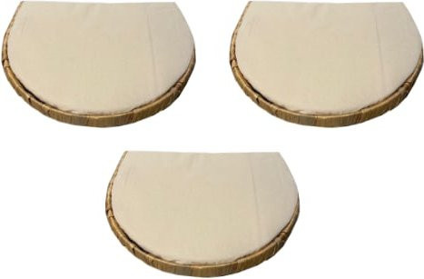 3er Set Wandliege halbrund für Katzen aus Wasserhyazinthe und Baumwolle in Beige - Bild 1