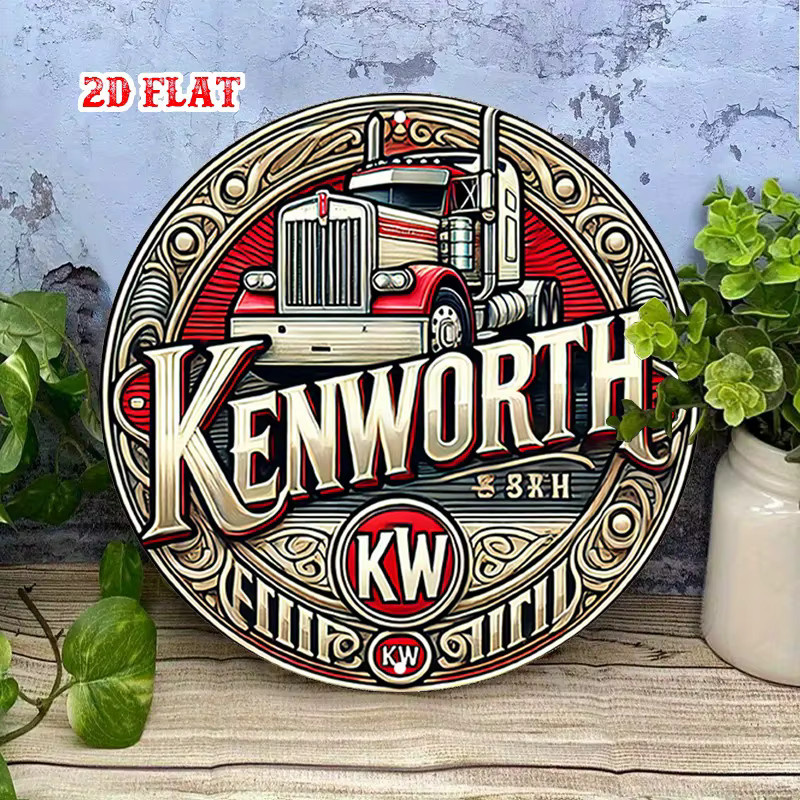 Potdemiel Vintage Kenworth Logo Rundes Metallschild aus Aluminium, Mehrfarbig, Durchmesser: 20 cm - Bild 3