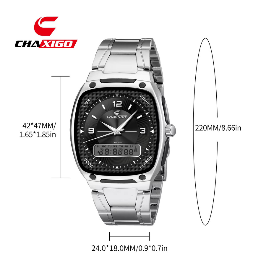 CHAXIGO Armbanduhr, Quarz, Legierung, Edelstahl, Weiß, Herren - Bild 4