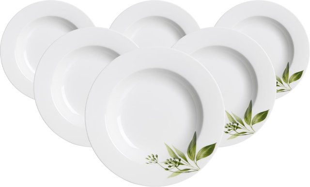 Ritzenhoff & Breker Suppenteller Evora Floral in Green und White, 6er Set, Durchmesser: 22 cm - Bild 1