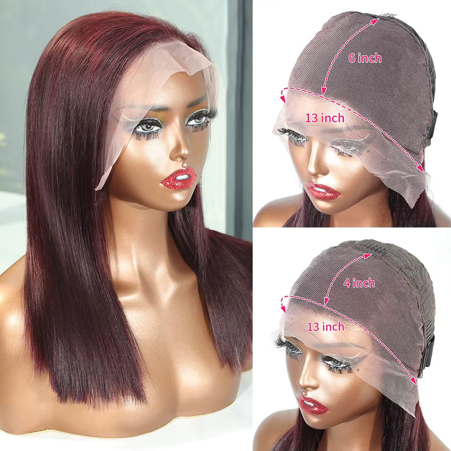 Urban Aura Lace Front Perücke, 100 % Echthaar, Burgunderrot, Bob-Schnitt - Bild 2