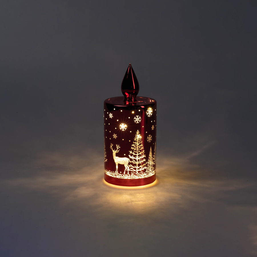 Viva Domo LED-Glaskerze in Rot als klassische Stumpenkerze für Advent und Weihnachten - Bild 2