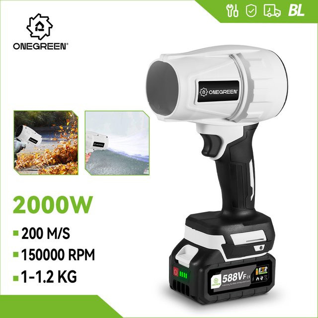 ONEVAN Bürstenloses elektrisches Turbo-Gebläse Cordless in Weiß für Makita-Akkus mit 200 m/s Luftgeschwindigkeit - Bild 1