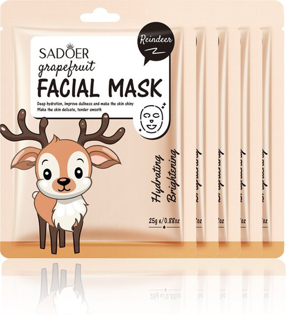 SADOER Cartoon Frische Frucht Gesichtsmaske, 5 Stück, Unisex - Bild 1