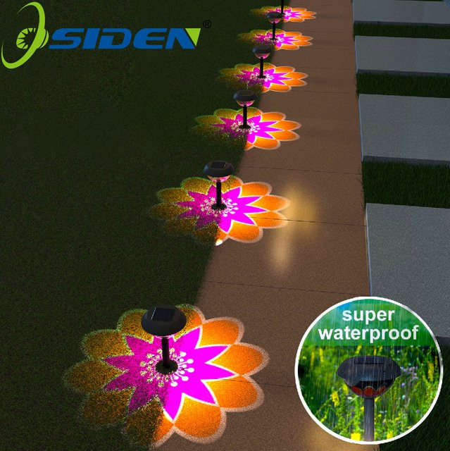 OSIDEN Solarbetriebene Garten-Projektorlampe zur Landschaftsdekoration für Außenbereiche wie Hof, Rasen und Gehweg - Bild 1