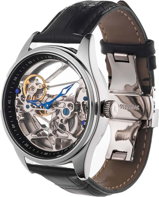 KIMSDUN Armbanduhr Automatik, Lederarmband, Schwarz, Herren - Bild 1
