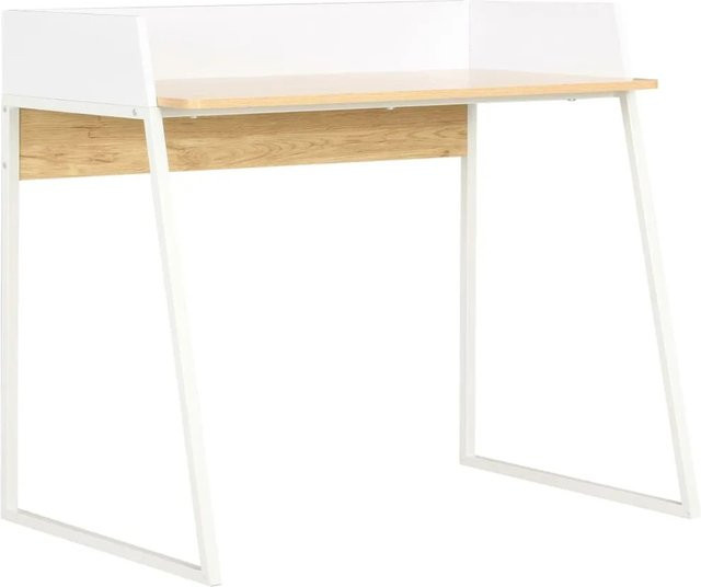 vidaXL Schreibtisch Modern in Weiß und Eiche, B/T/H: 90 x 60 x 88 cm - Bild 1