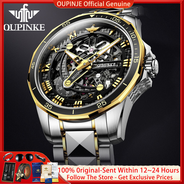 OUPINKE Armbanduhr, Automatik, Edelstahl, Wolfram, Saphirglas, Herren - Bild 1