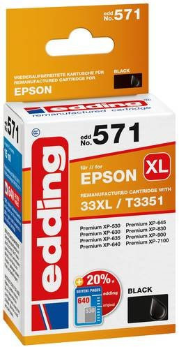 Edding Druckerpatrone Schwarz kompatibel mit Epson 33XL und T3351 EDD-571 18-571 - Bild 1
