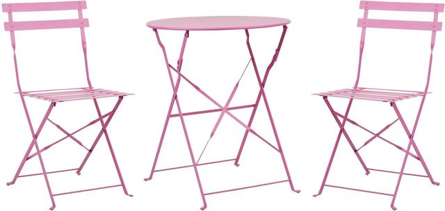 Beliani Bistro Set FIORI in Rosa aus Metall für Garten, Balkon und Terrasse - Bild 1