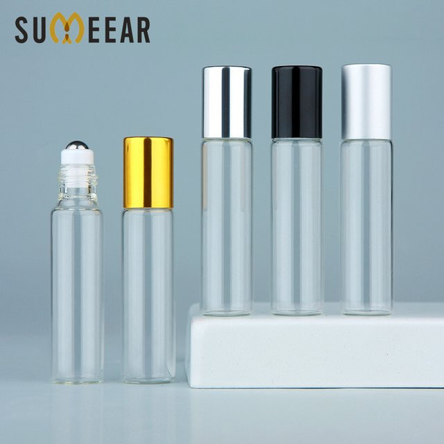 sumeear Leere Glas-Rollerflasche für ätherische Öle und Parfüm, 10 ml, 100 Stück - Bild 1