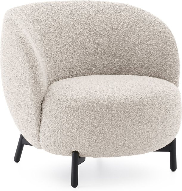 Kartell Lunam Sessel Curly Lounge Sessel mit Bouclé-Bezug in Weiß und Metallgestell - Bild 1