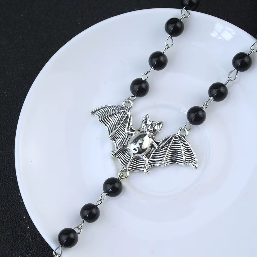 YiYuYiHua Rosenkranz, Perle, Silber, Kreuz Ankh Fledermaus - Bild 3