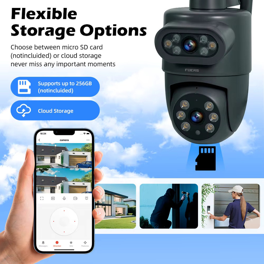 FUERS 5K 10MP Dual Objektiv IP Kamera Tuya Smart Home WLAN Außenüberwachung mit Auto Tracking und Alarm in Schwarz - Bild 2