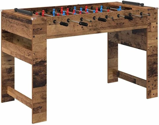 vidaXL Tischfußballtisch aus Altholz in Braun, B/T/H: 125 x 60,5 x 80 cm - Bild 1