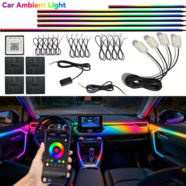 WUMFIRE Symphony Ambient Lights Auto RGB LED-Innenraumbeleuchtung mit App-Steuerung und Acrylstreifen in Multicolour - Bild 1